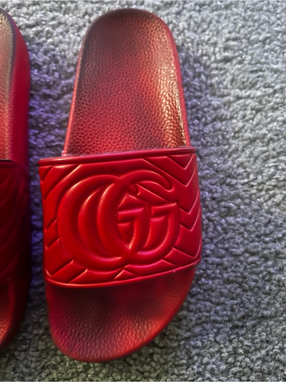 Red Embossed Logo Slide Sandals - Picture 5 of 13
